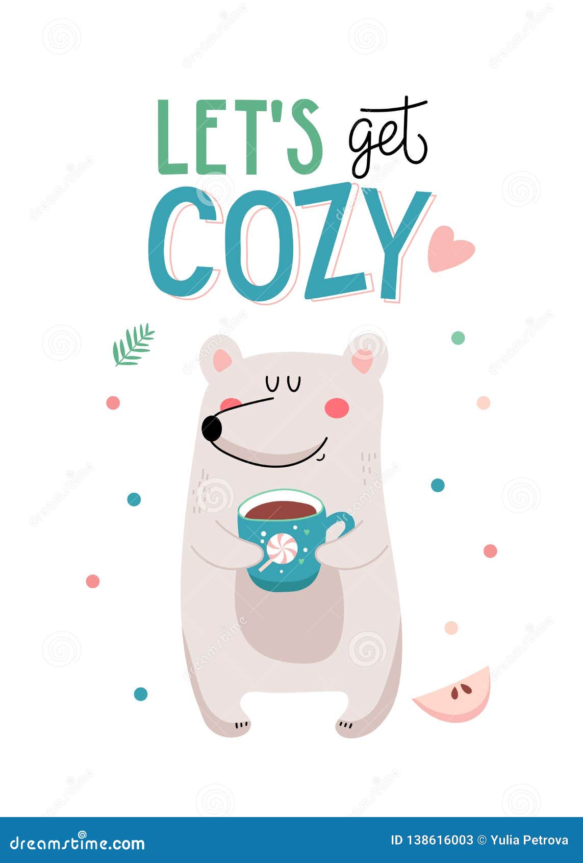 Card with Bear with Cup of Tea Stock Vector - Illustration of lemon ...