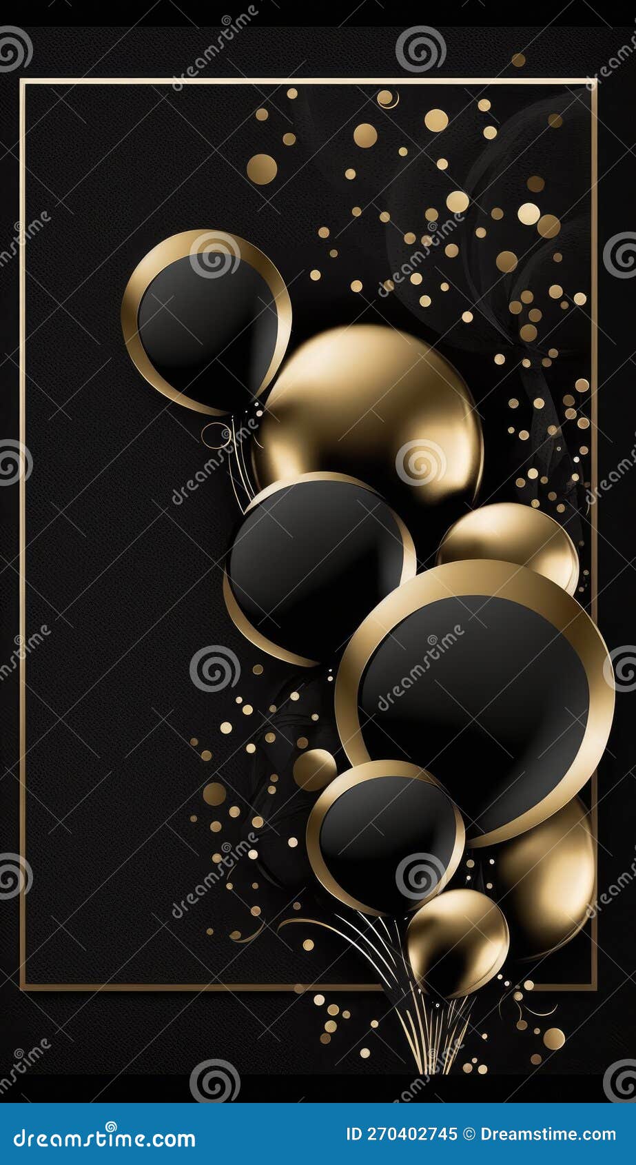 Card Black Gold Ballons Copy Space Elegant Modern Stock Image - Image ...