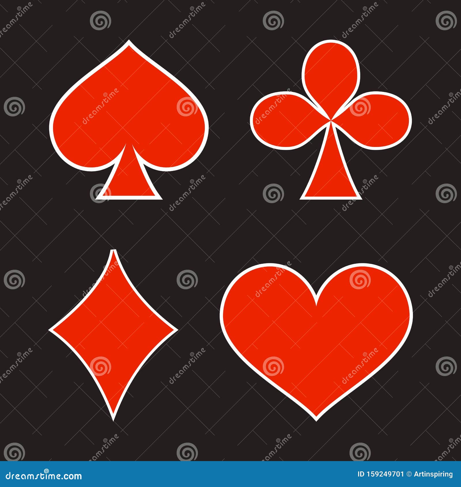 Card Deck Symbol. Poker Play. Heart, Spade, Diamond and Club Stock Vector -  Illustration of objects, isolated: 159249701