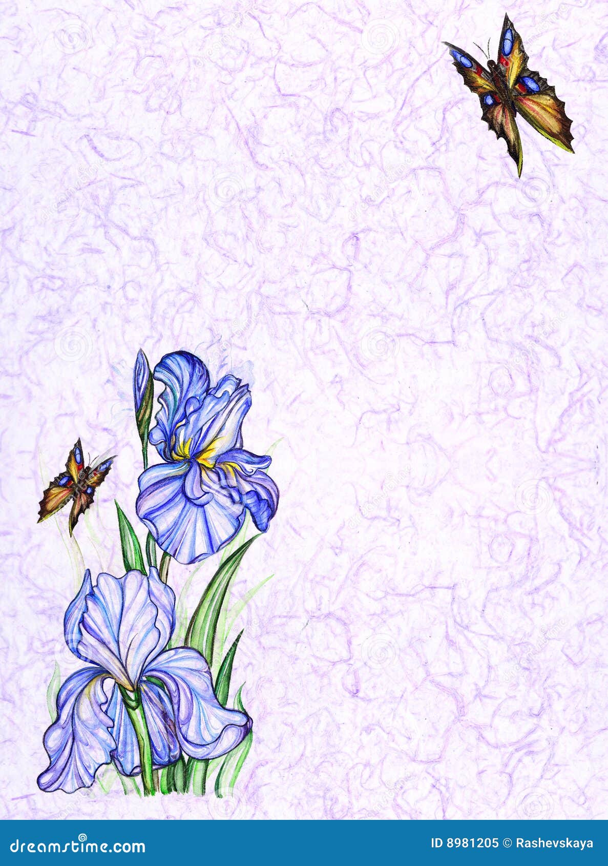 Card Design With Decorative Flowers And Butterfly Royalty ...
