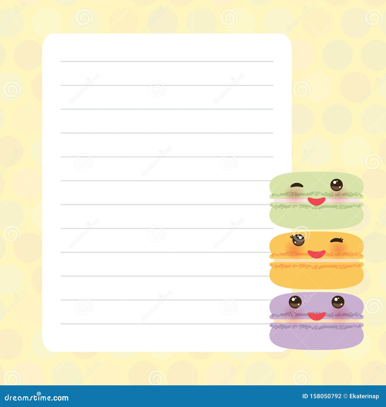 Kawaii Notebook Page Template Stock Illustration - Download Image