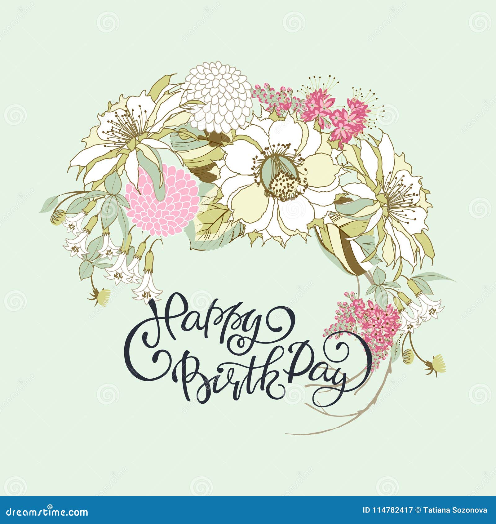Card With Floral Background Stock Vector Illustration Of Greeting Blooming
