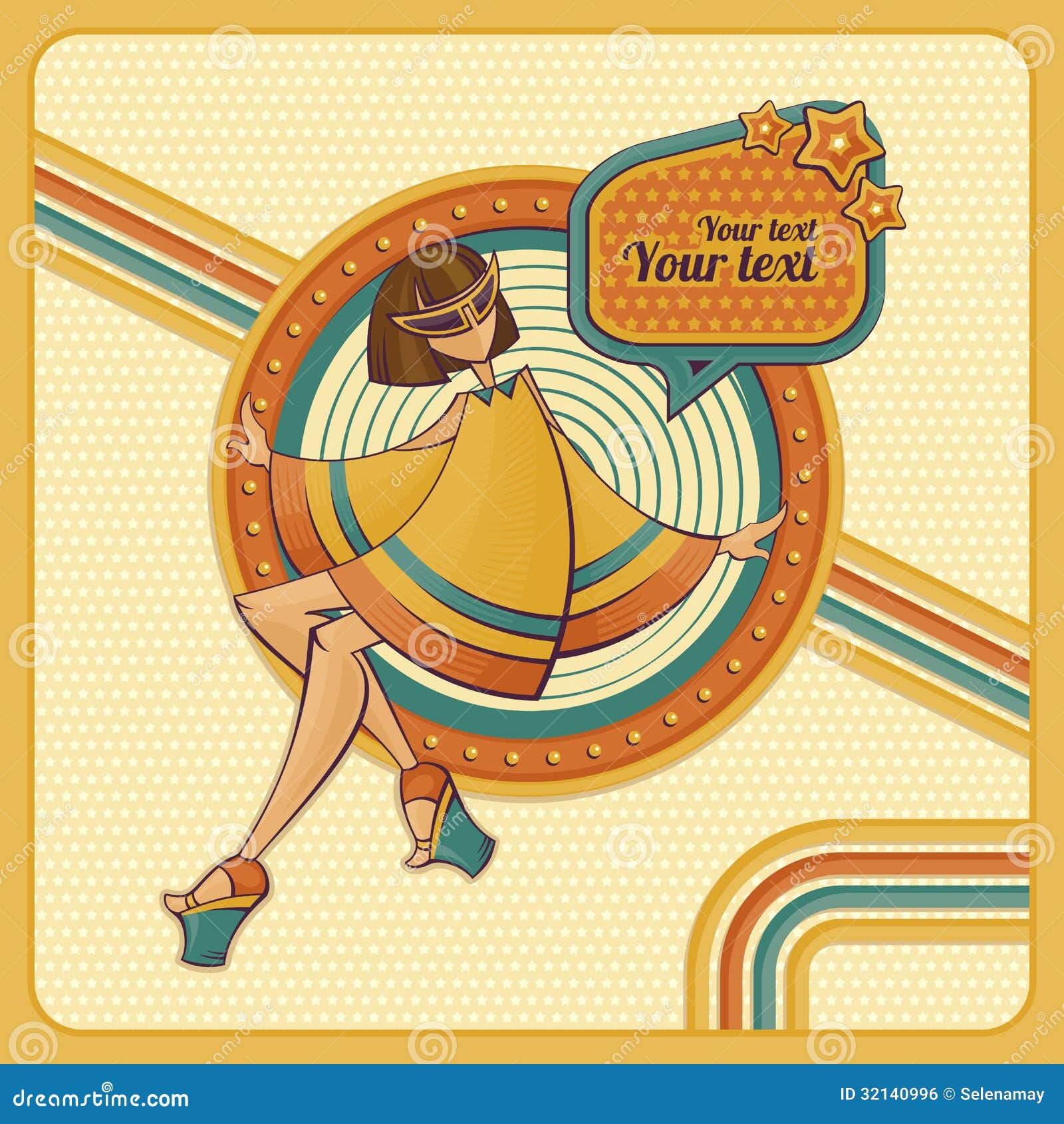 Card With Girl In Retro  Style Royalty Free Stock Image 