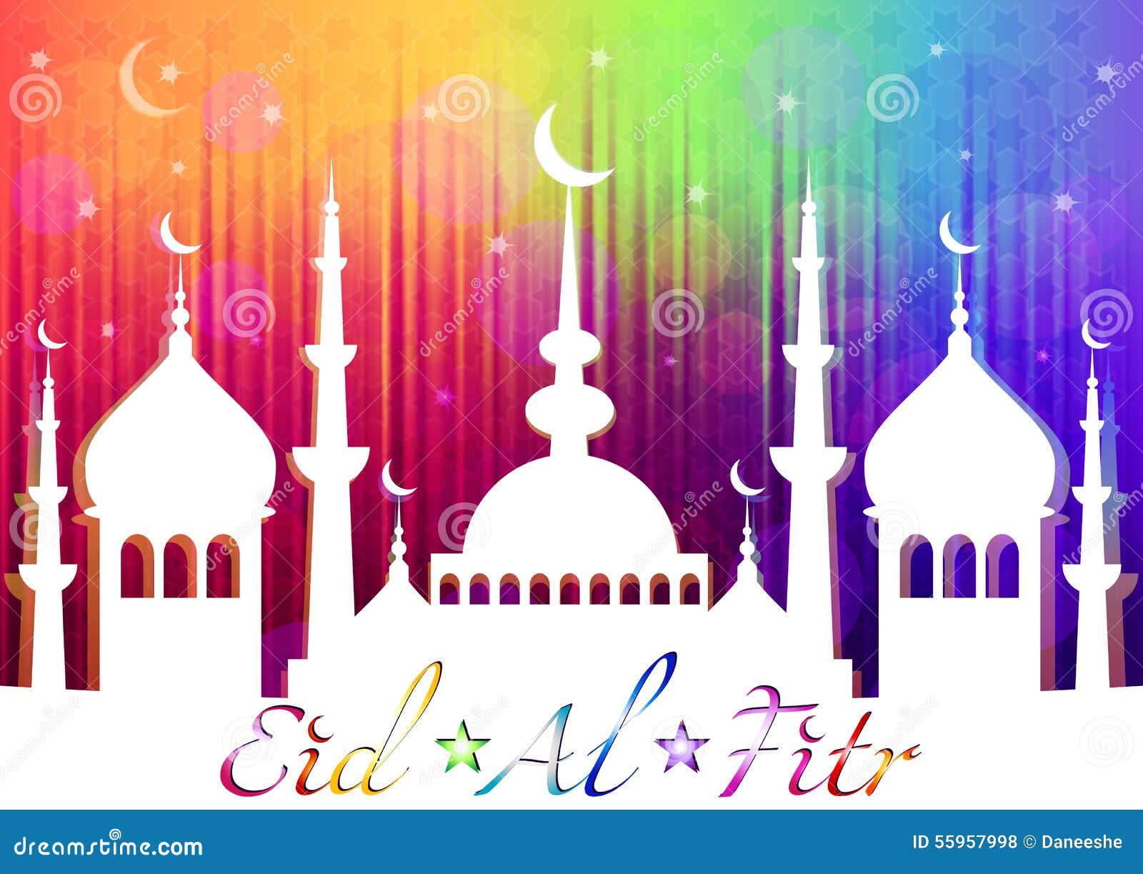 Card For Greeting With Islam Feast Eid Al-Fitr And Finish 