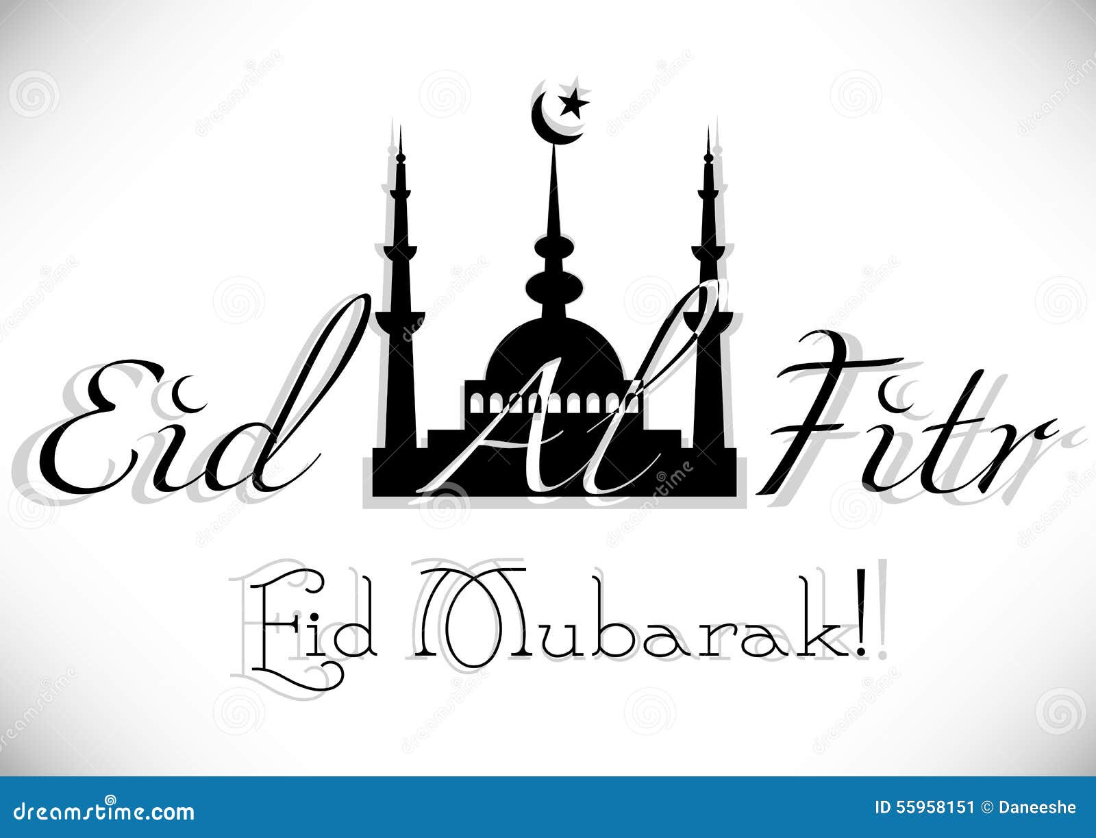 Card For Greeting With Islamic Feast Eid Al-Fitr Stock 