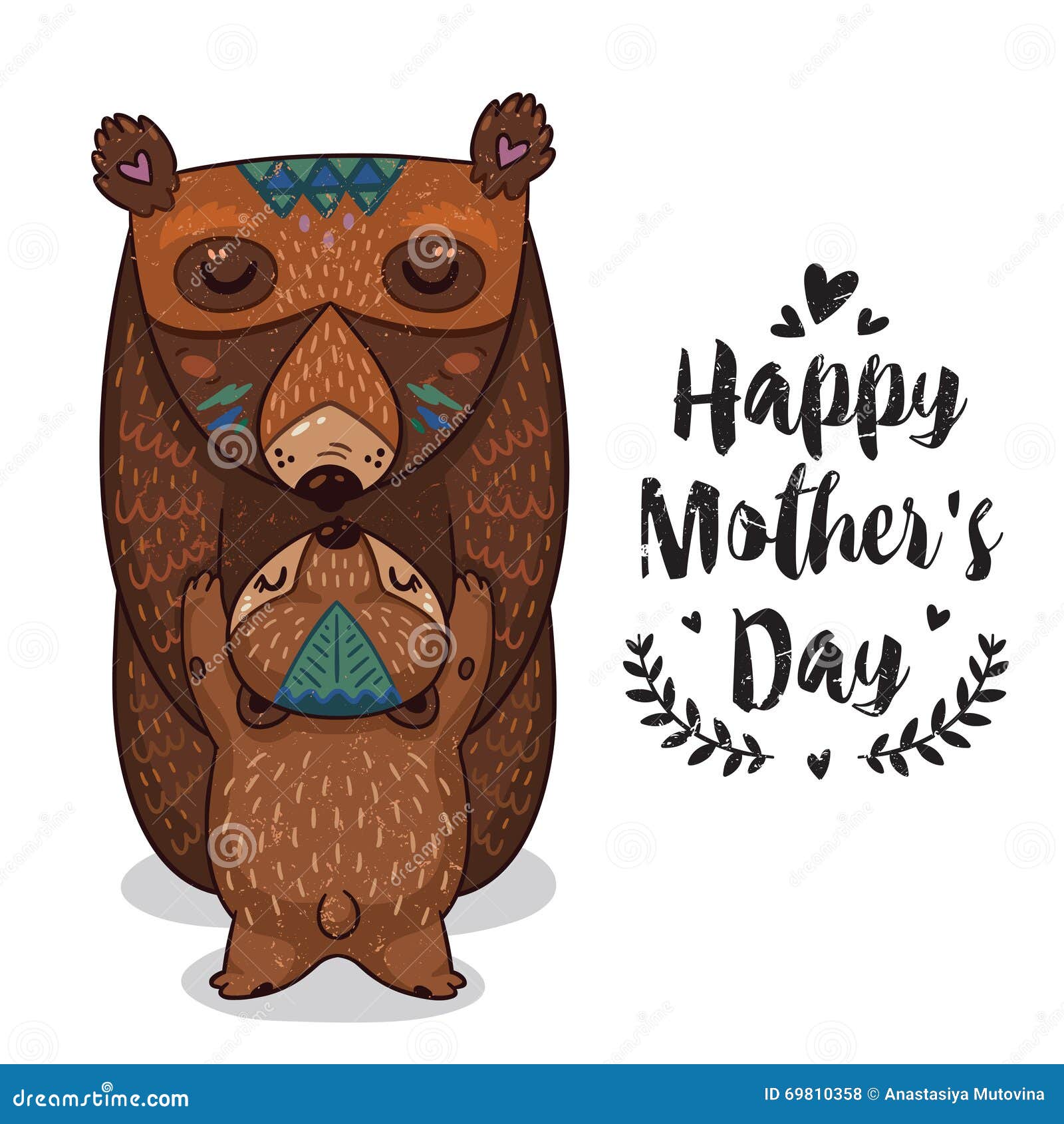 card for mothers day with bears