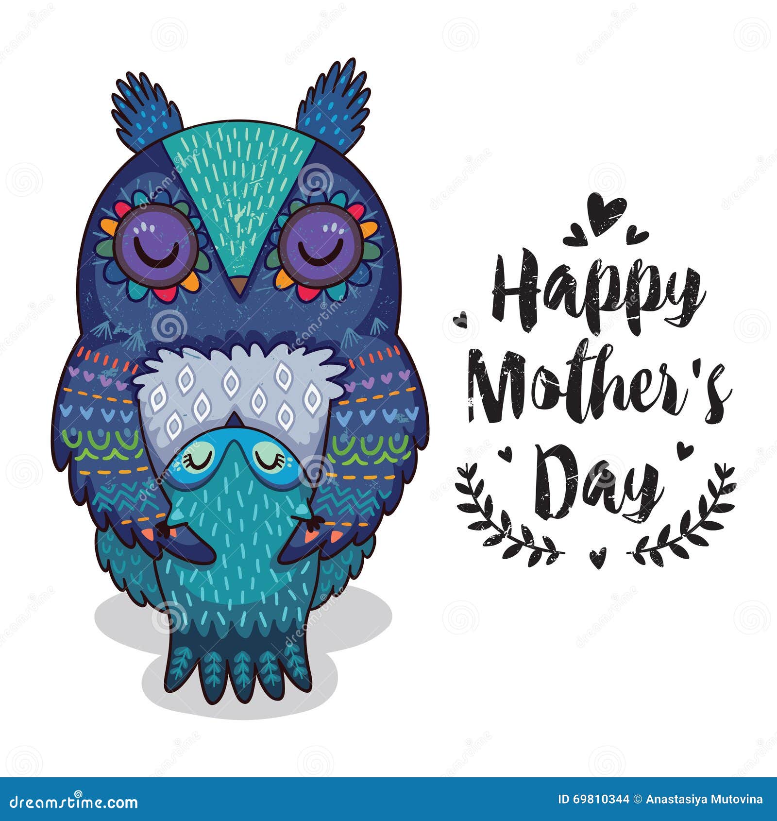 card for mothers day with owls