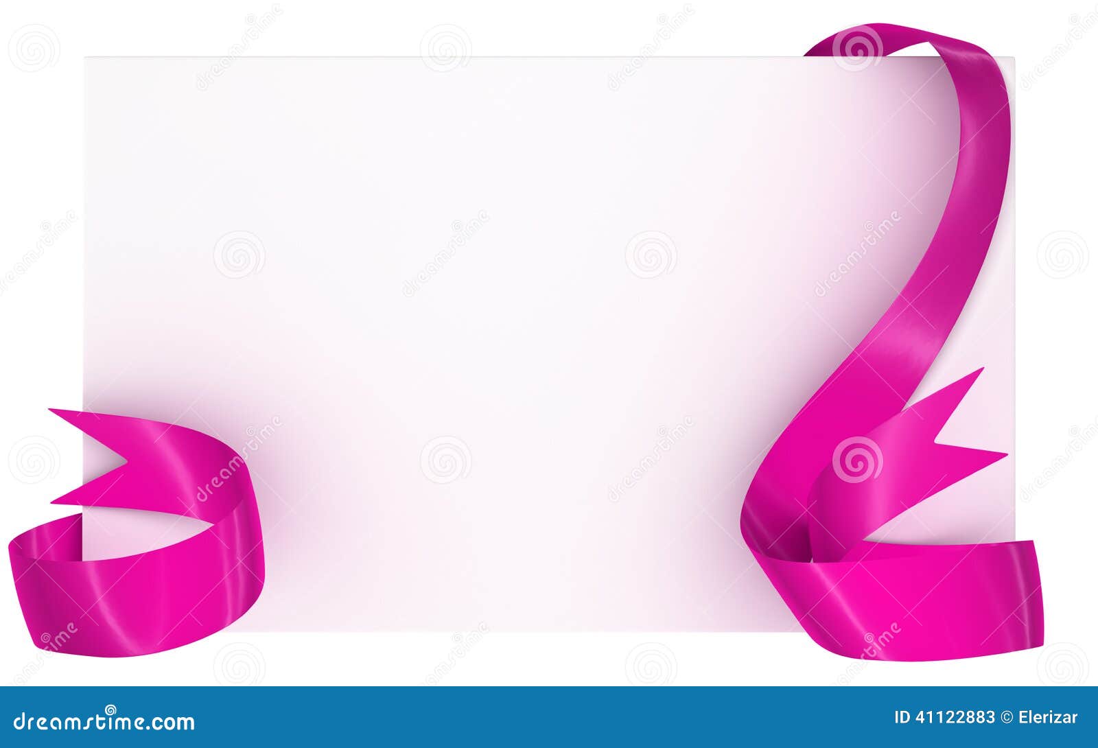 Card Note with Ribbon on White Background Stock Illustration