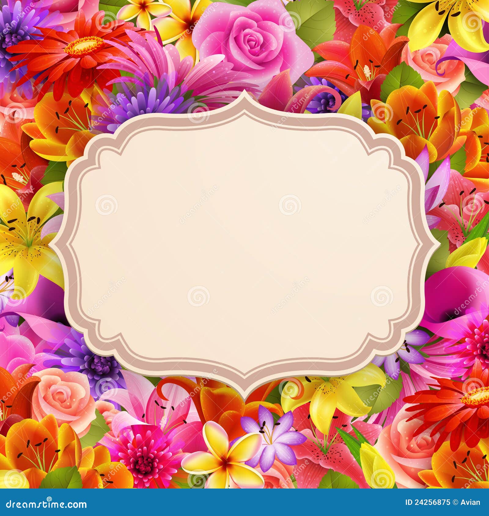 Card with Place for Text on Flower Background Stock Vector