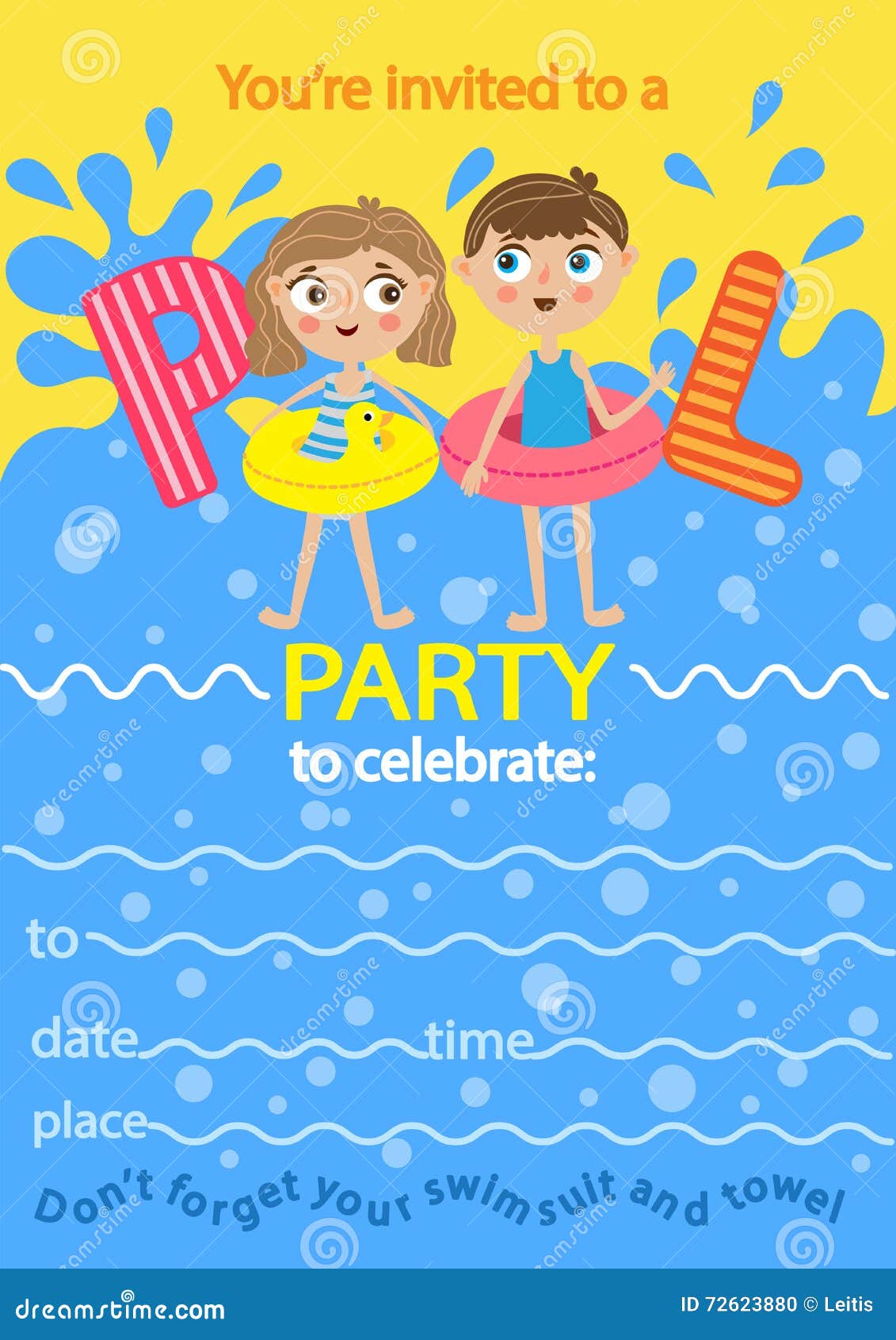 Pool Party Invitation Art really Cool Stock Illustration - Illustration of  suit, back: 113110269