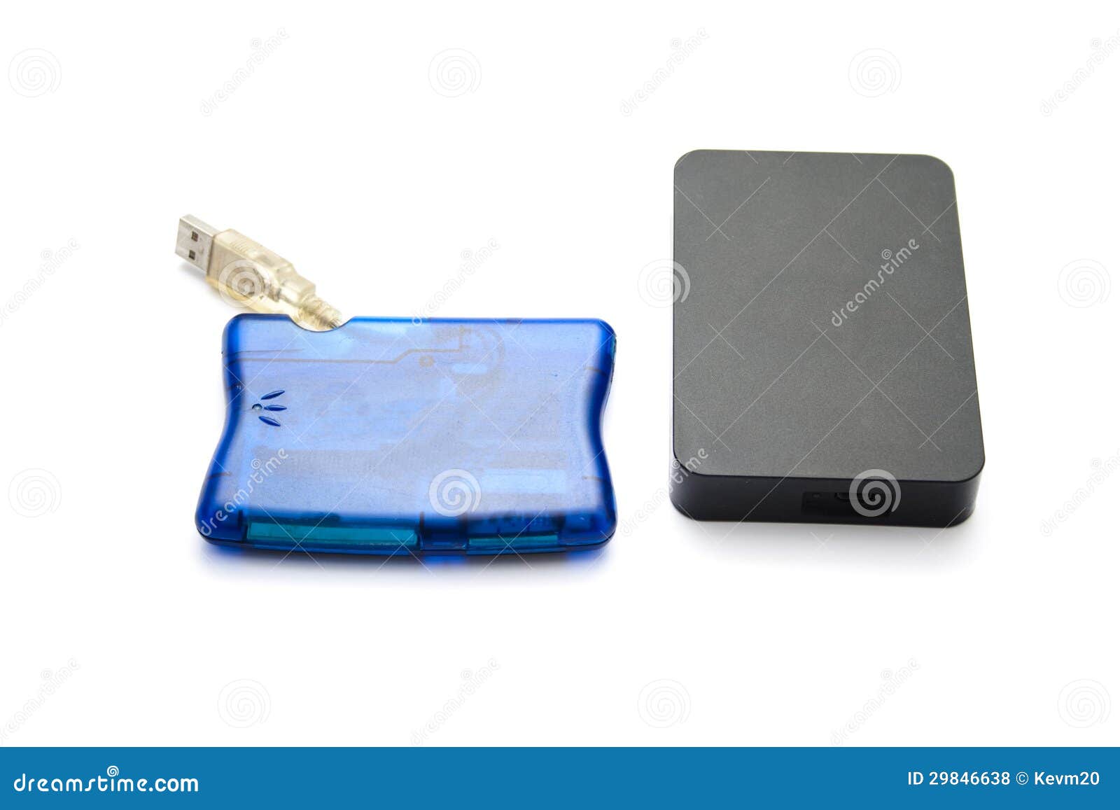 Card Reader and External Hard Drive Disk Stock Photo Image of black