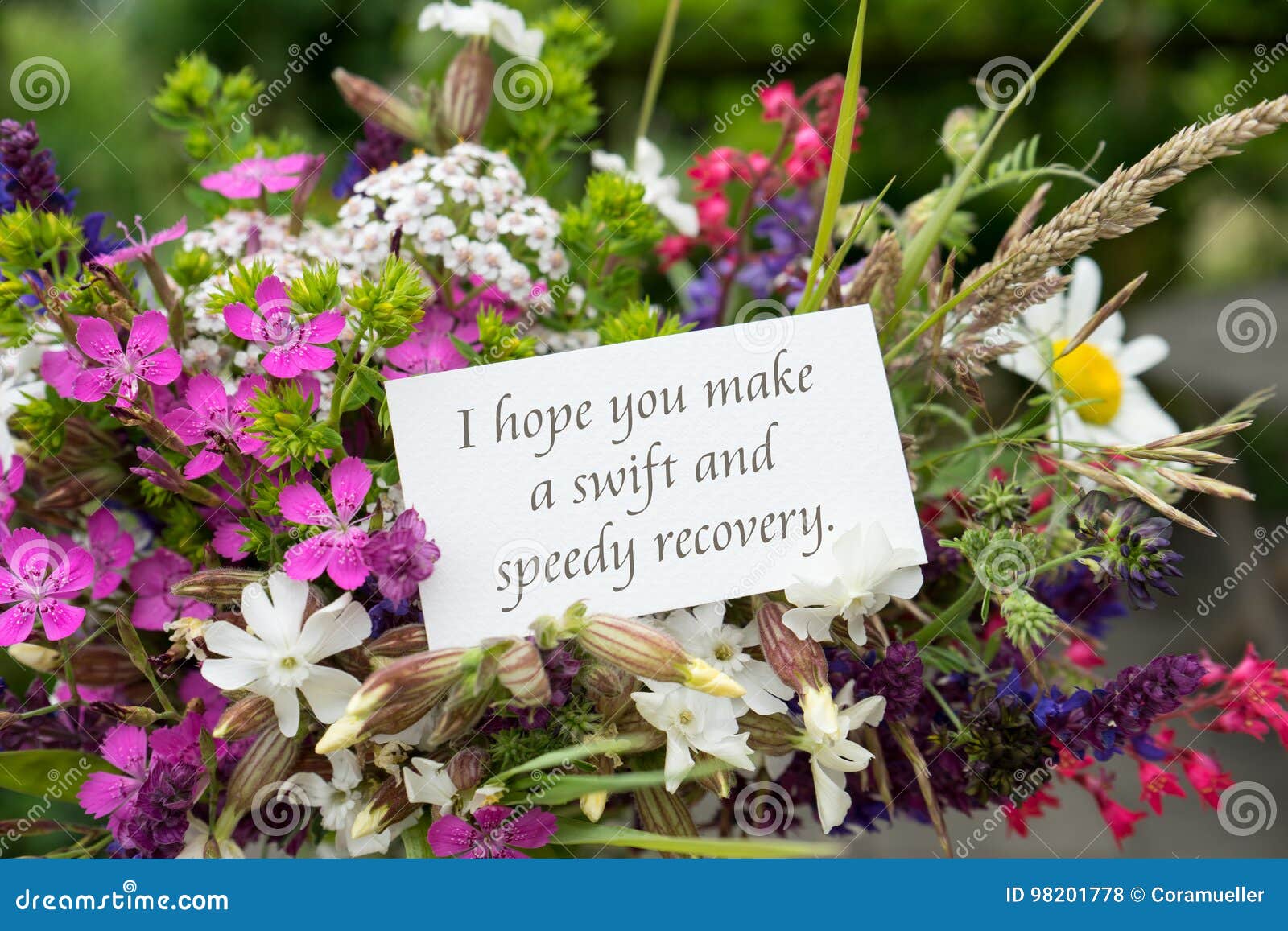 card for recovery with meadow flowers