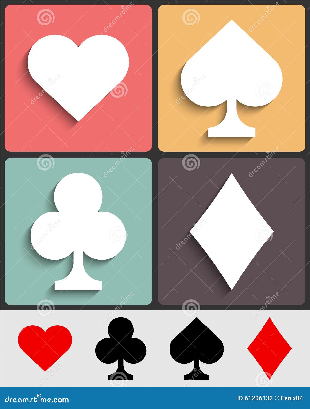 Card Suits: Hearts, Spades, Clubs, Diamonds. Stock Vector - Illustration of  luck, element: 61206132