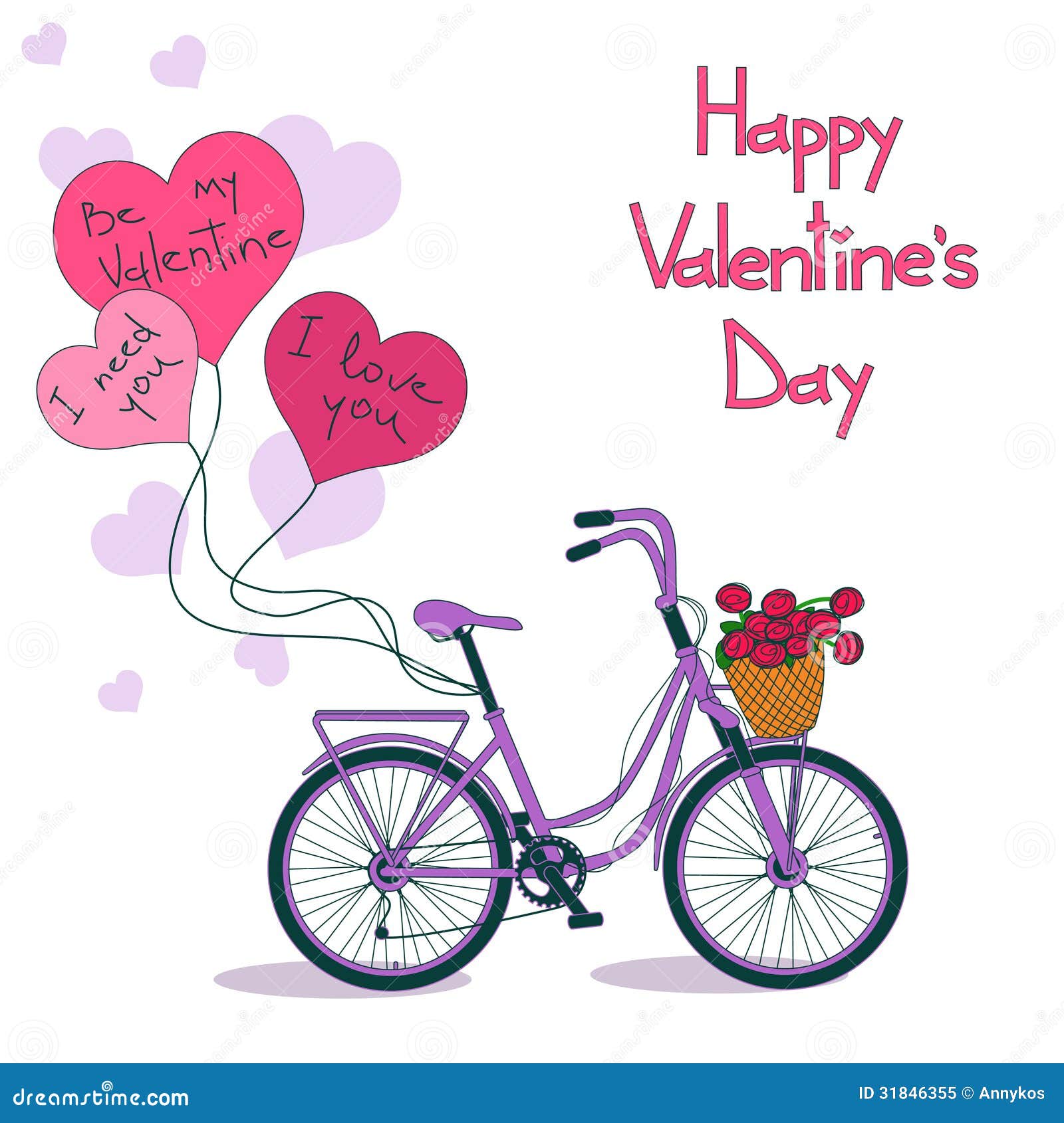 Card for Valentines Day with Bicycle Stock Vector Illustration of