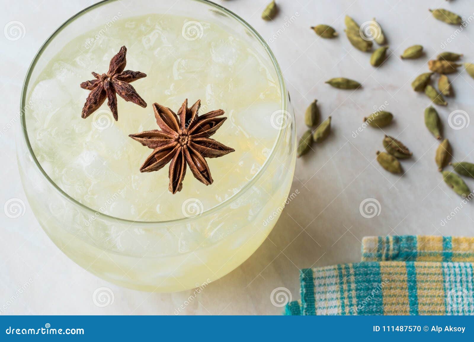 Cardamom Cocktail with Anise Star and Crushed Ice. Stock Photo - Image ...