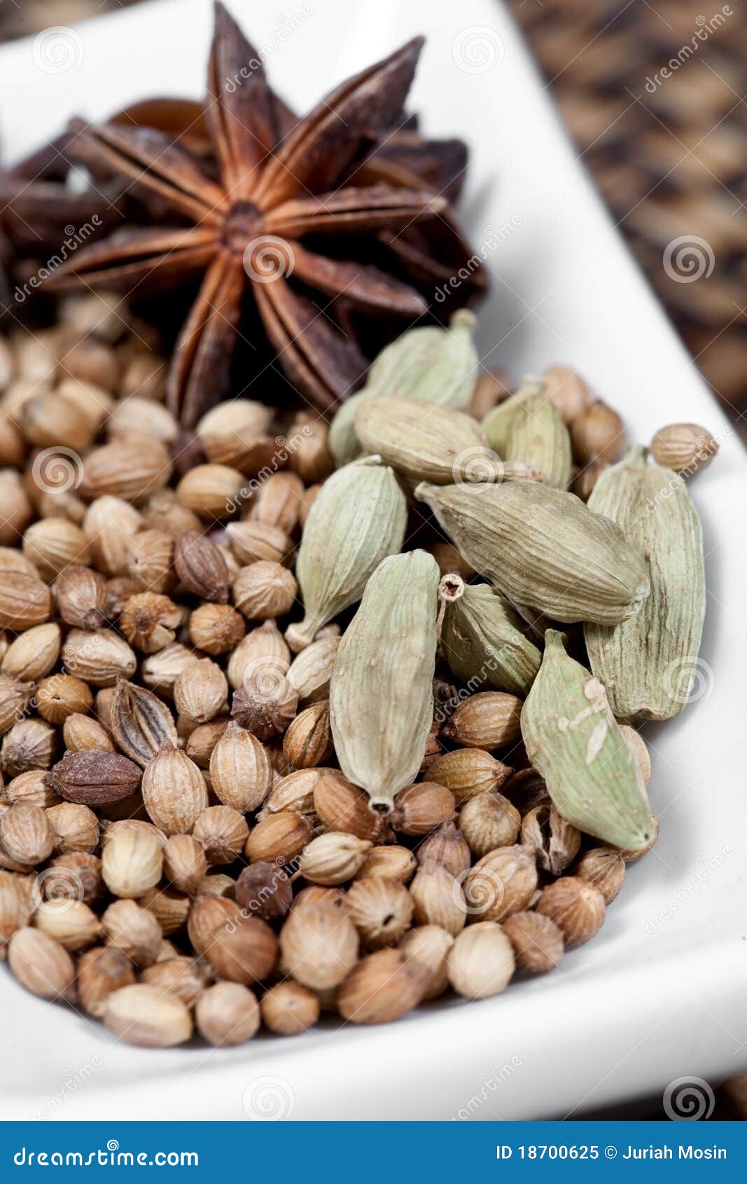 Cardamom Seeds with Coriander and Star Anise Stock Image Image of