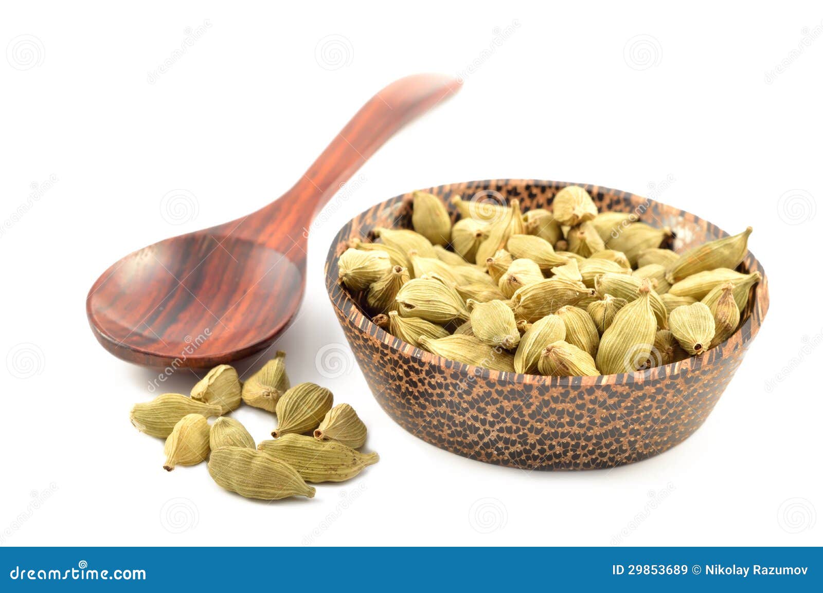 Cardamom Seeds on a White Background Stock Image Image of flavor
