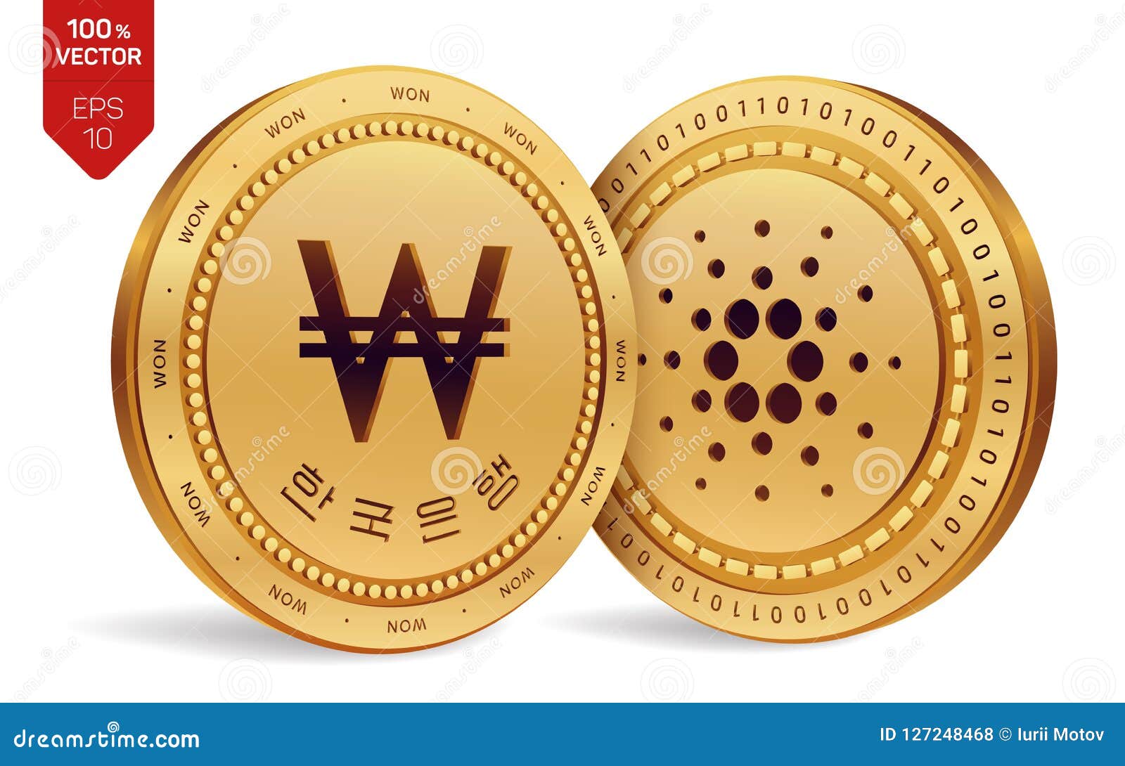 Cardano. Won. 3D Isometric Physical Coins. Digital ...