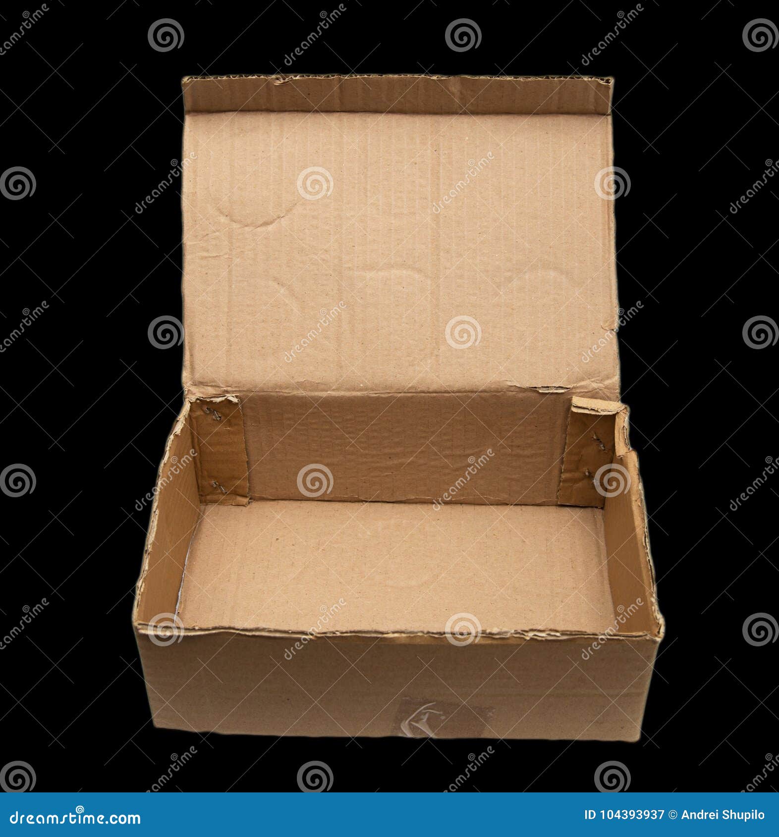 Cardboard Box on a Black Background Stock Image Image of square