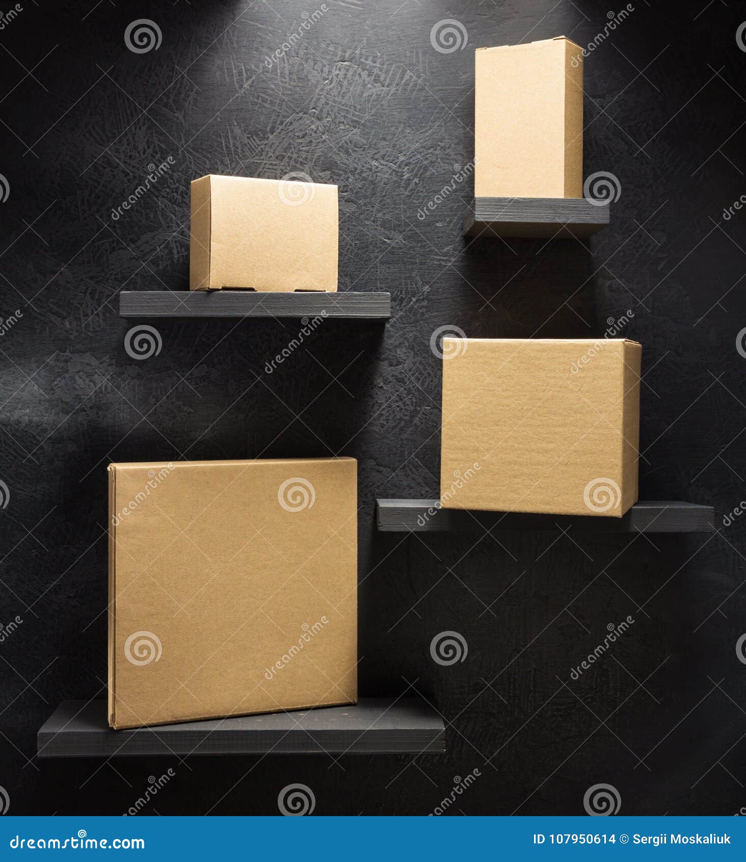 Cardboard Box on Black Background Stock Photo Image of package