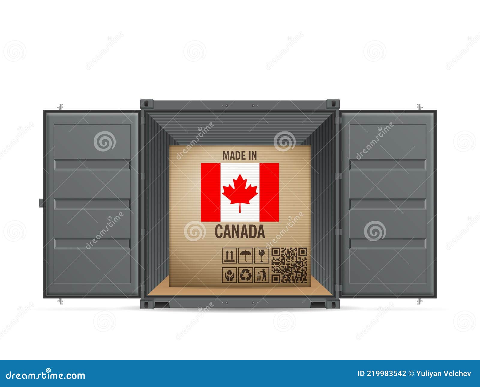 Cardboard Box Canada in Cargo Container Stock Vector Illustration of