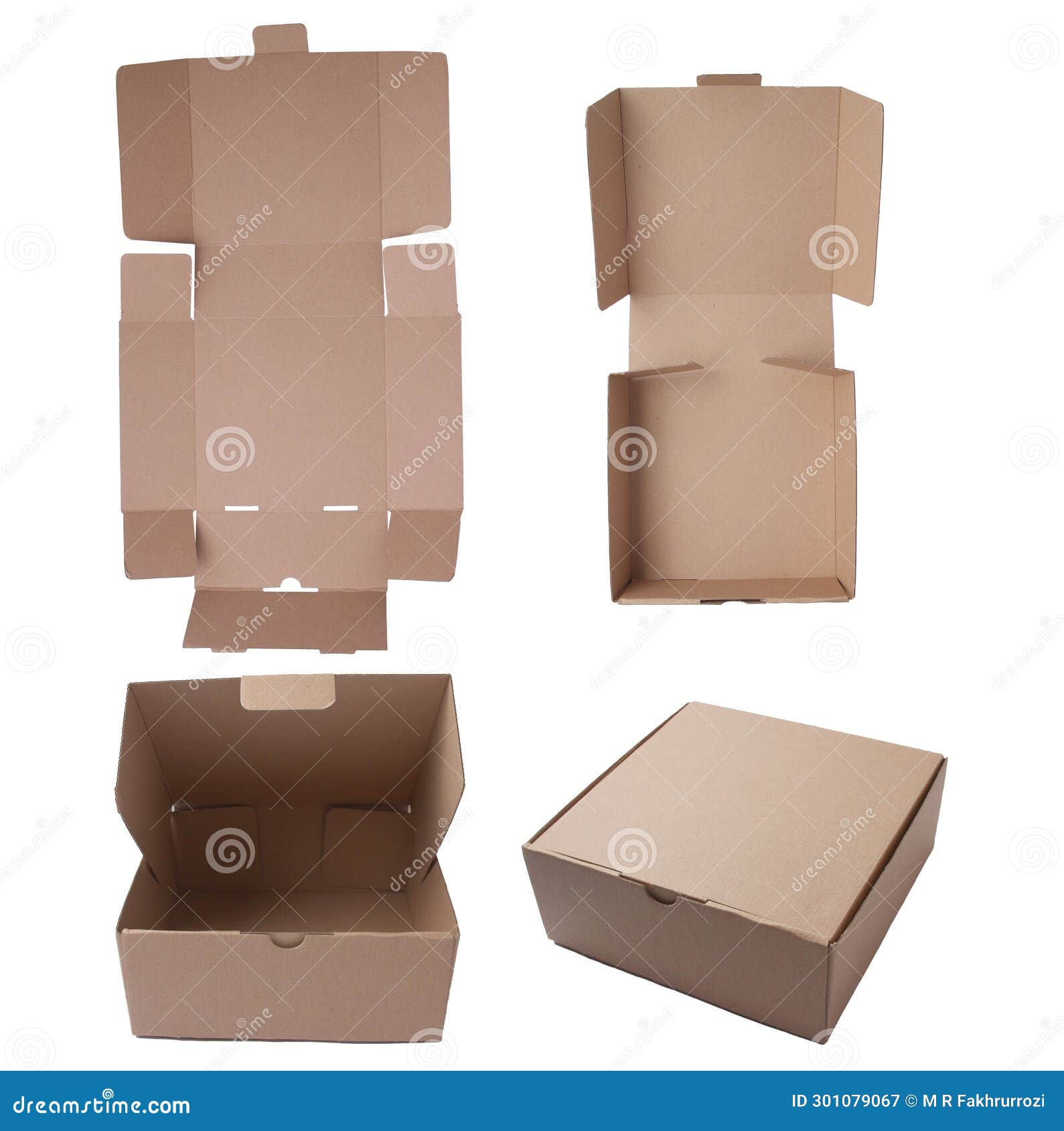 Cardboard Box Dieline Diecut Mock Up Template, Cut Out Isolated Stock