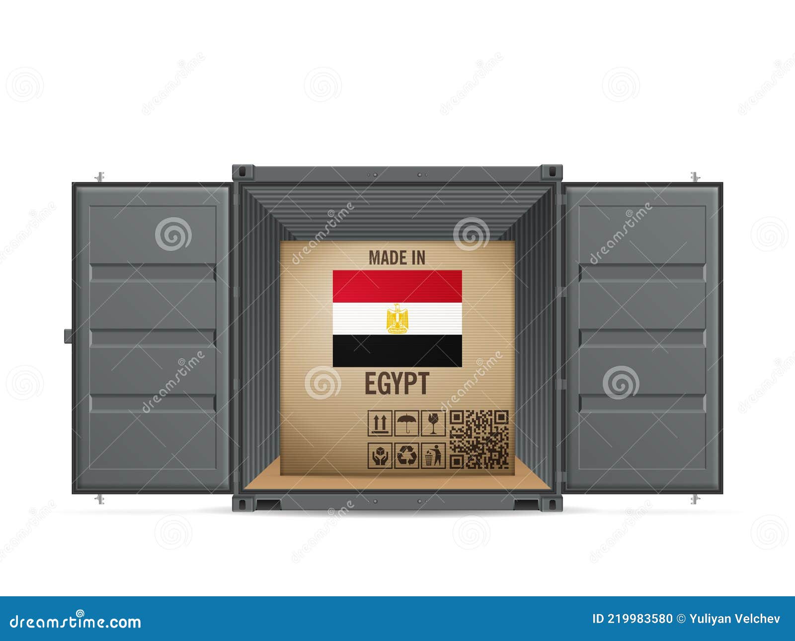 Cardboard Box Egypt in Cargo Container Stock Vector Illustration of