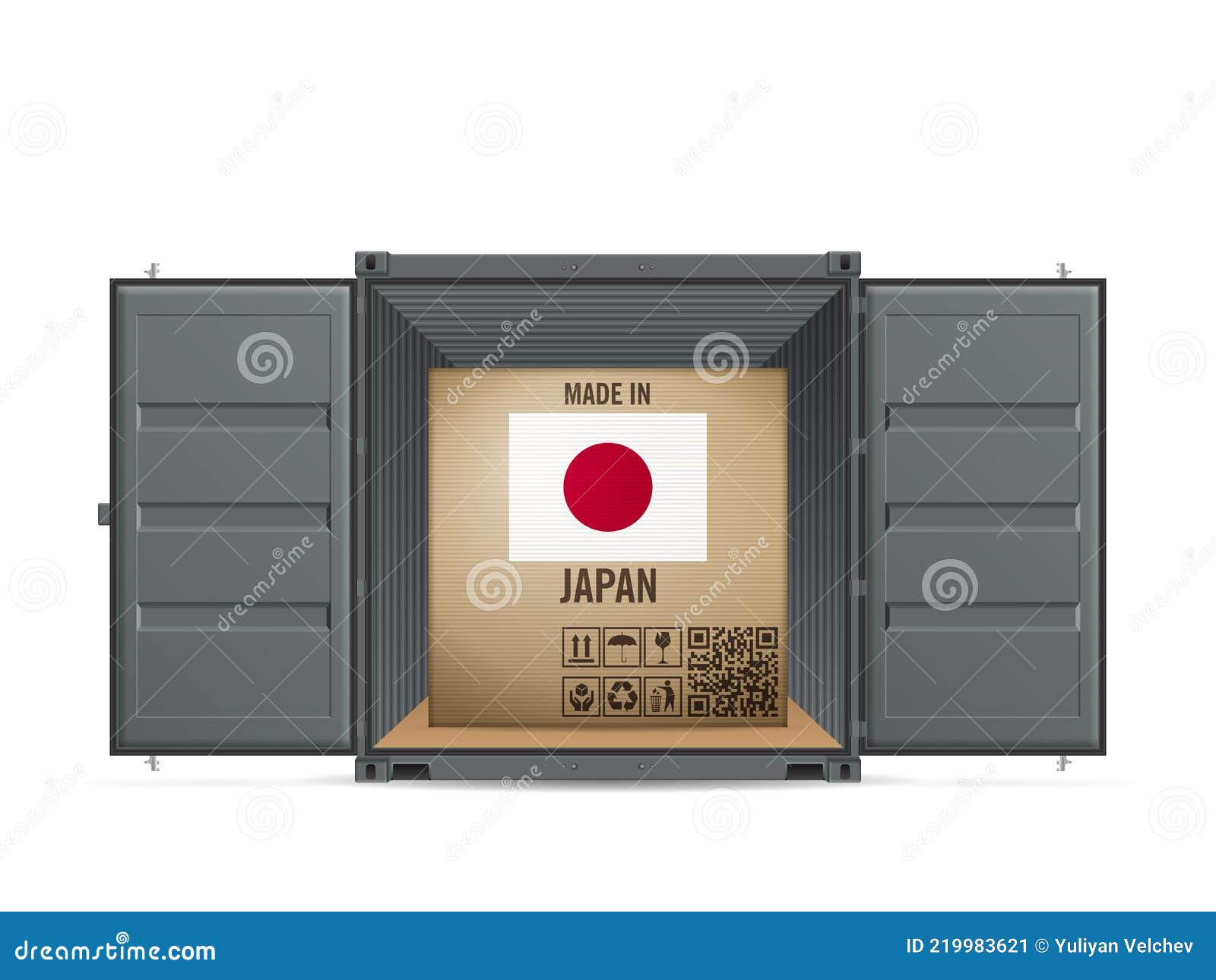 Cardboard Box Japan in Cargo Container Stock Vector Illustration of