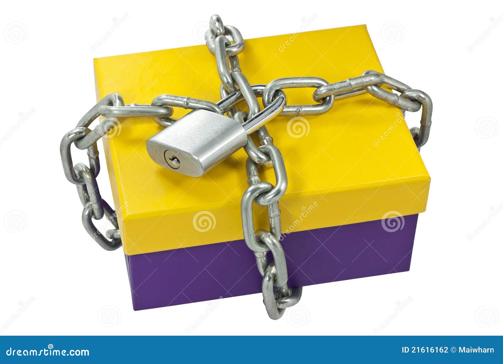 Cardboard Box and a Metal Chain Stock Photo Image of chest, closed