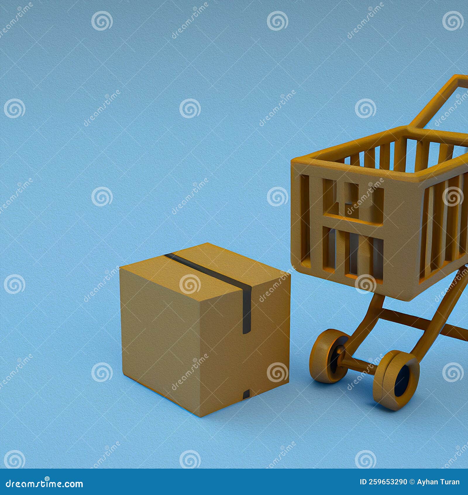 Cardboard Box and Online Shopping Concept Stock Illustration