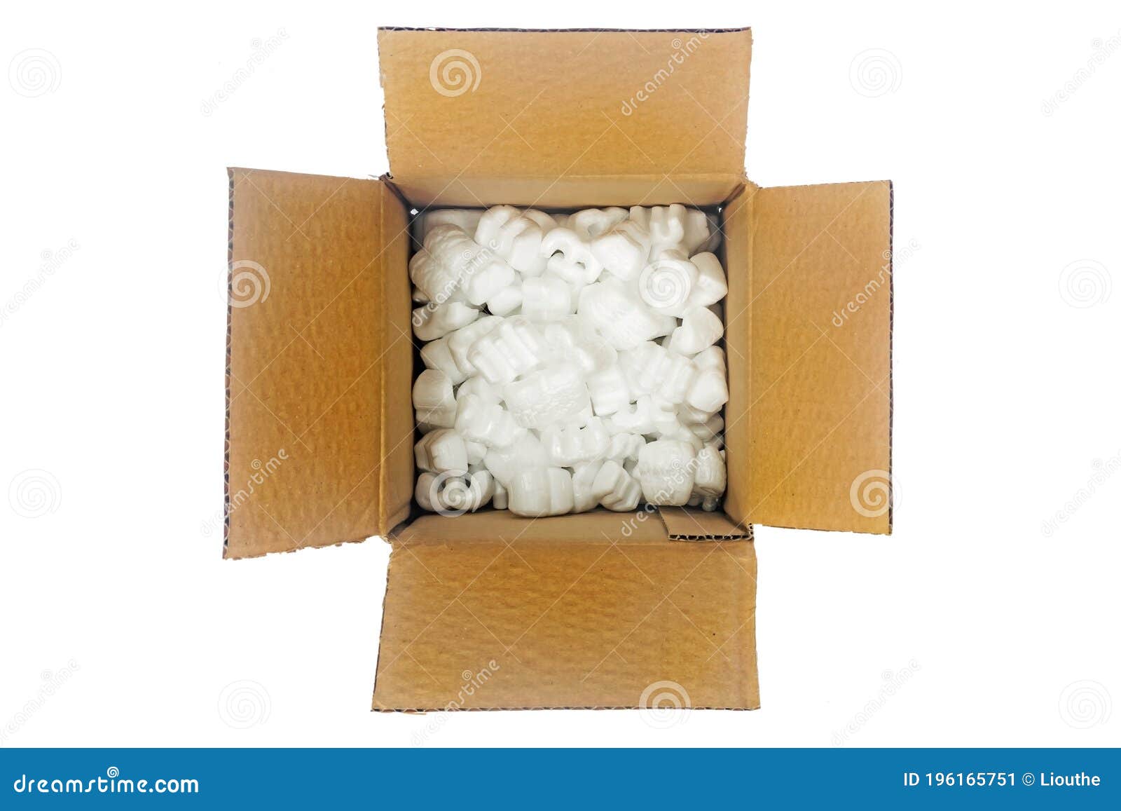 Cardboard Box with Packing Foam Pellets Stock Image Image of isolated