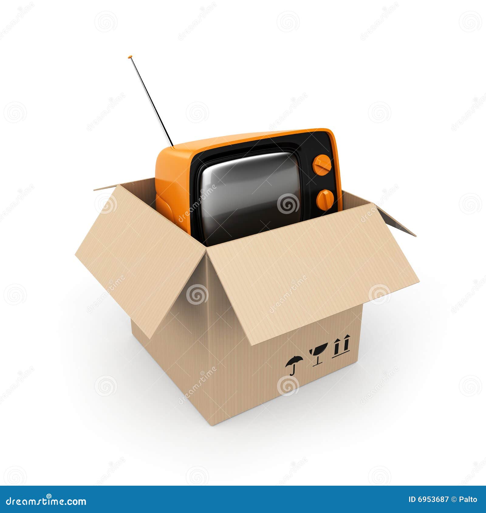 Cardboard box with TV stock illustration. Illustration of retail 6953687
