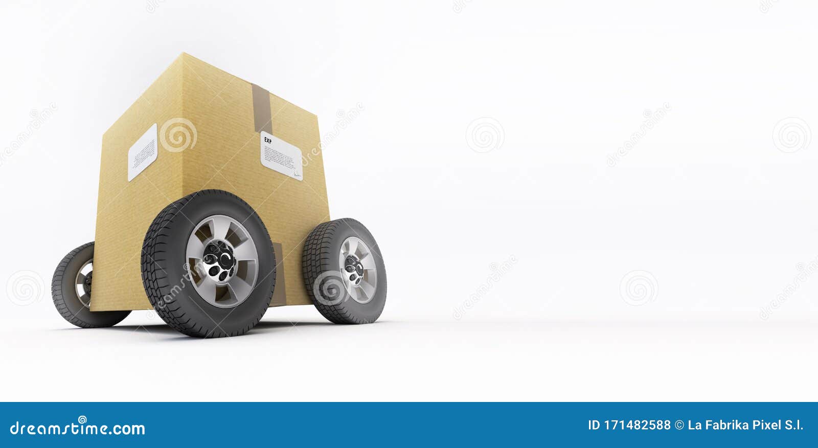 Cardboard box on wheels stock illustration. Illustration of carton