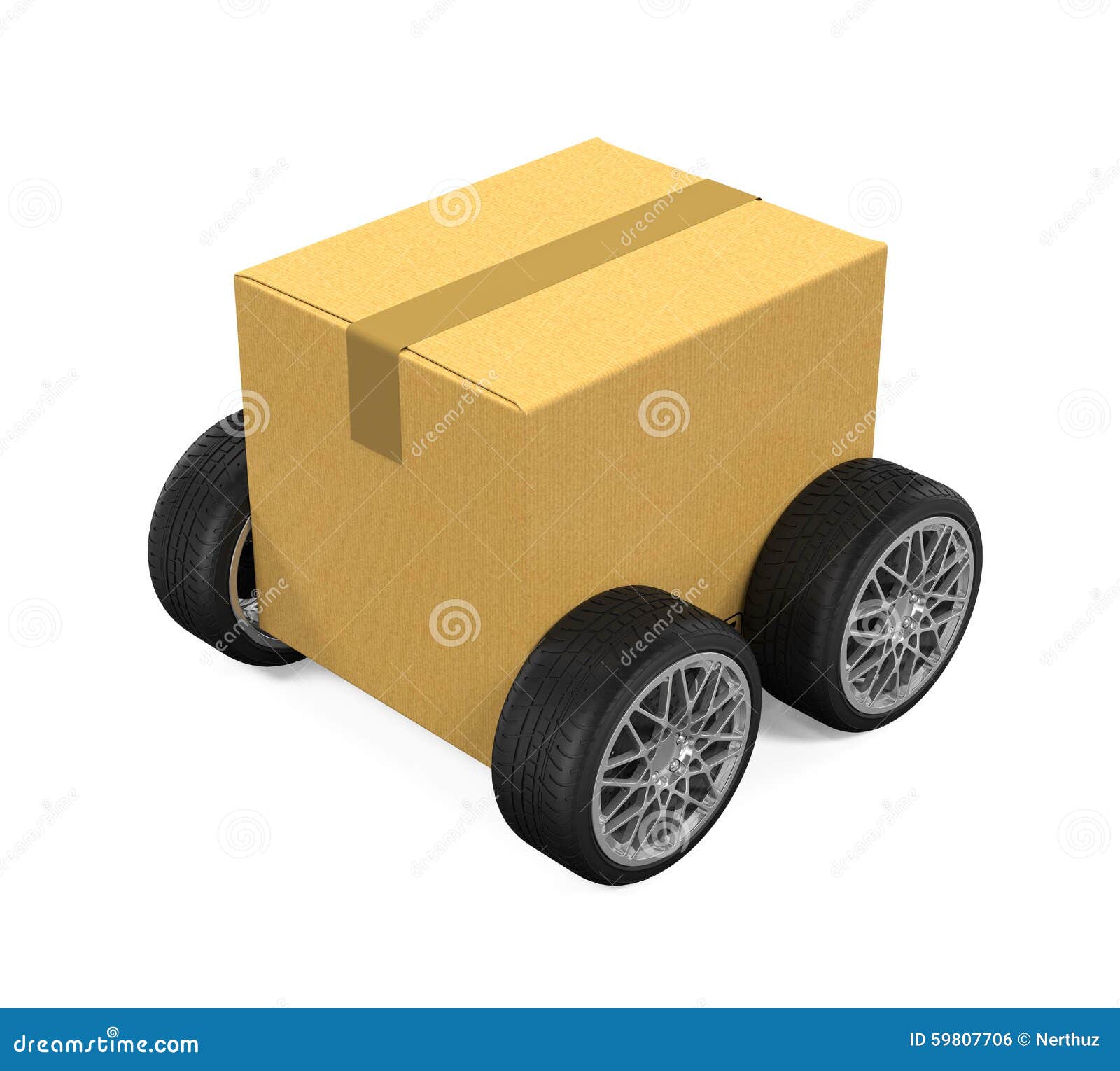 Cardboard Box on Wheels stock illustration. Illustration of post 59807706