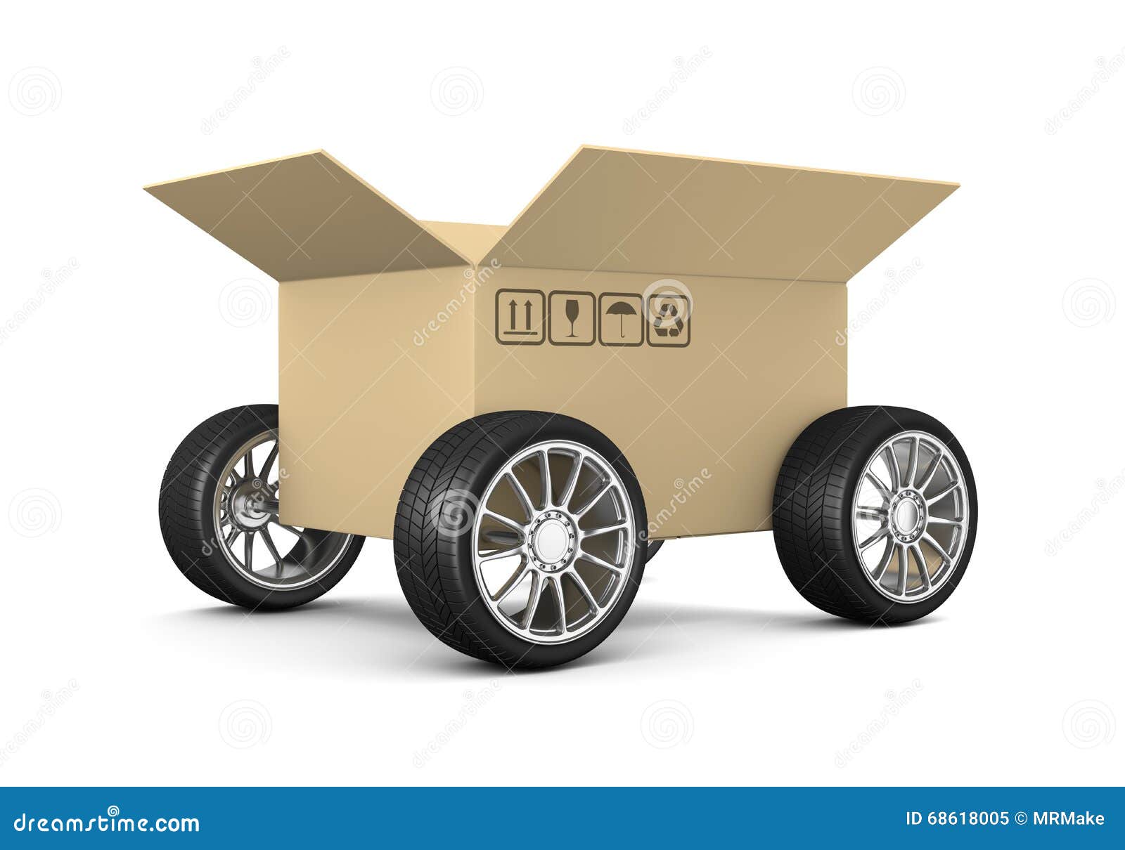 Cardboard Box on Wheels stock illustration. Illustration of lading