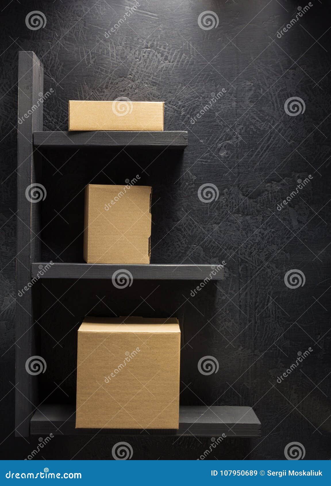 Cardboard Box on Black Background Stock Image Image of gift, blank