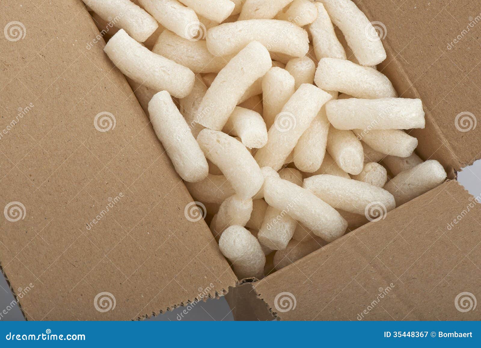 Cardboard Box With Yellow Packing Styrofoam Peanuts Royalty Free Stock Photography ...
