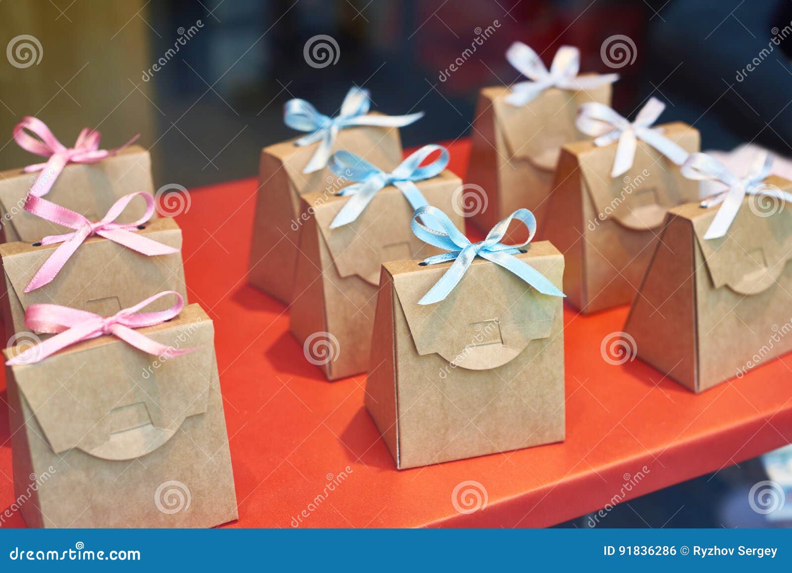 Cardboard boxes with bows stock photo. Image of brown 91836286
