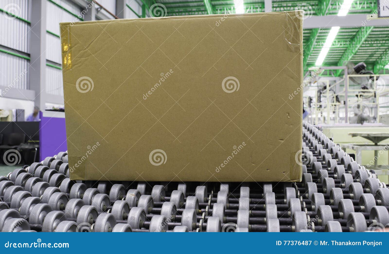 Cardboard Boxes on Conveyor Belt Stock Image Image of package