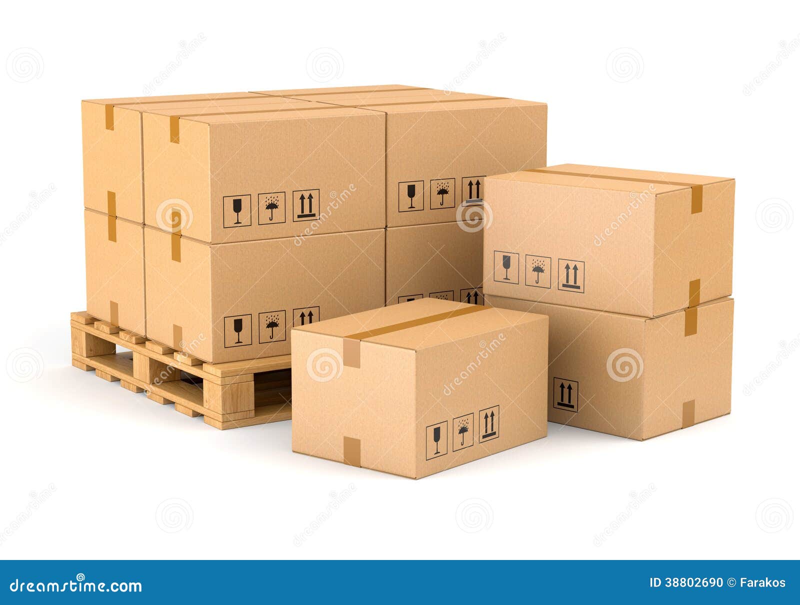 cardboard boxes and pallet