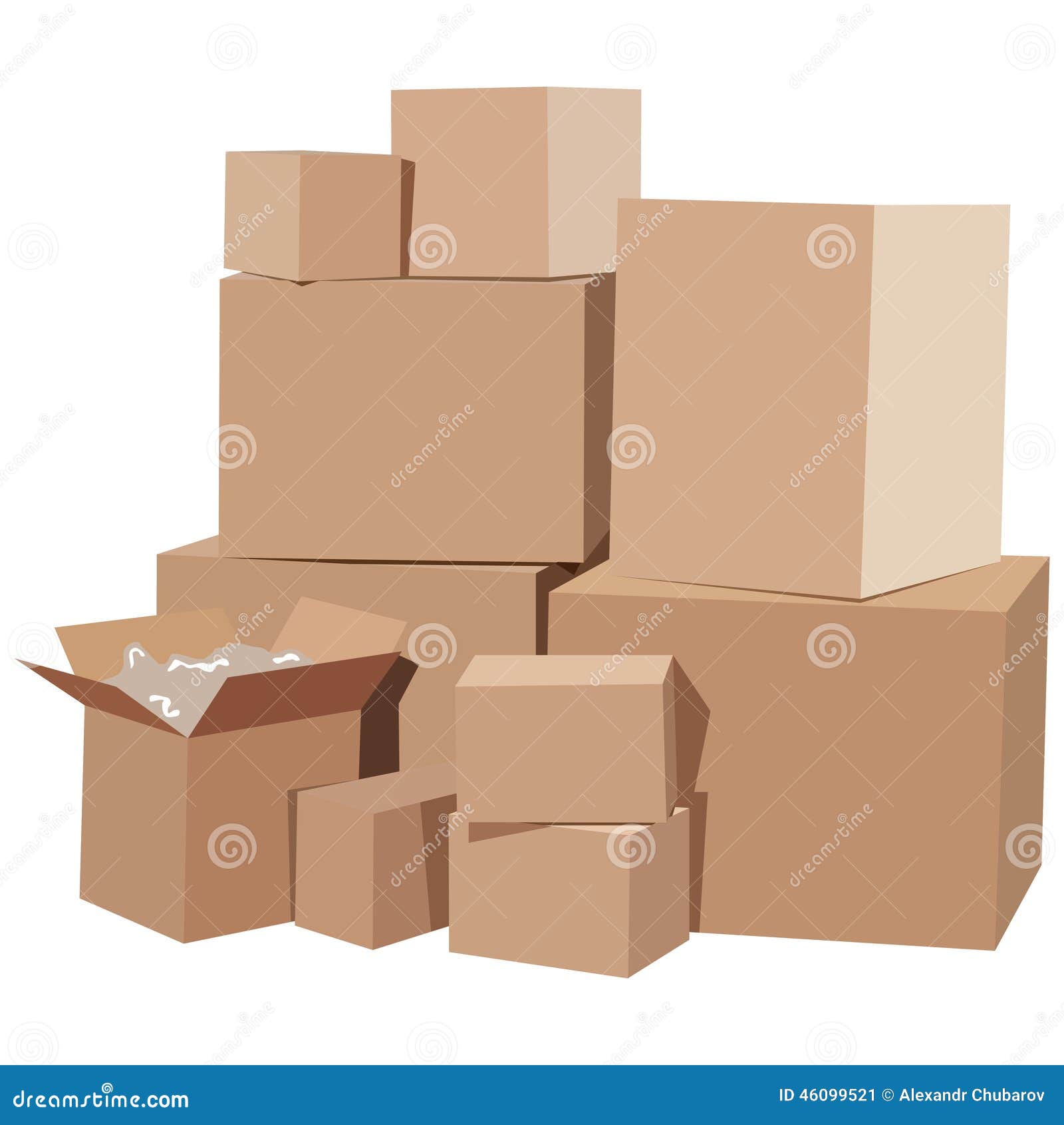 Cardboard Boxes Cartoon Vector 46099521