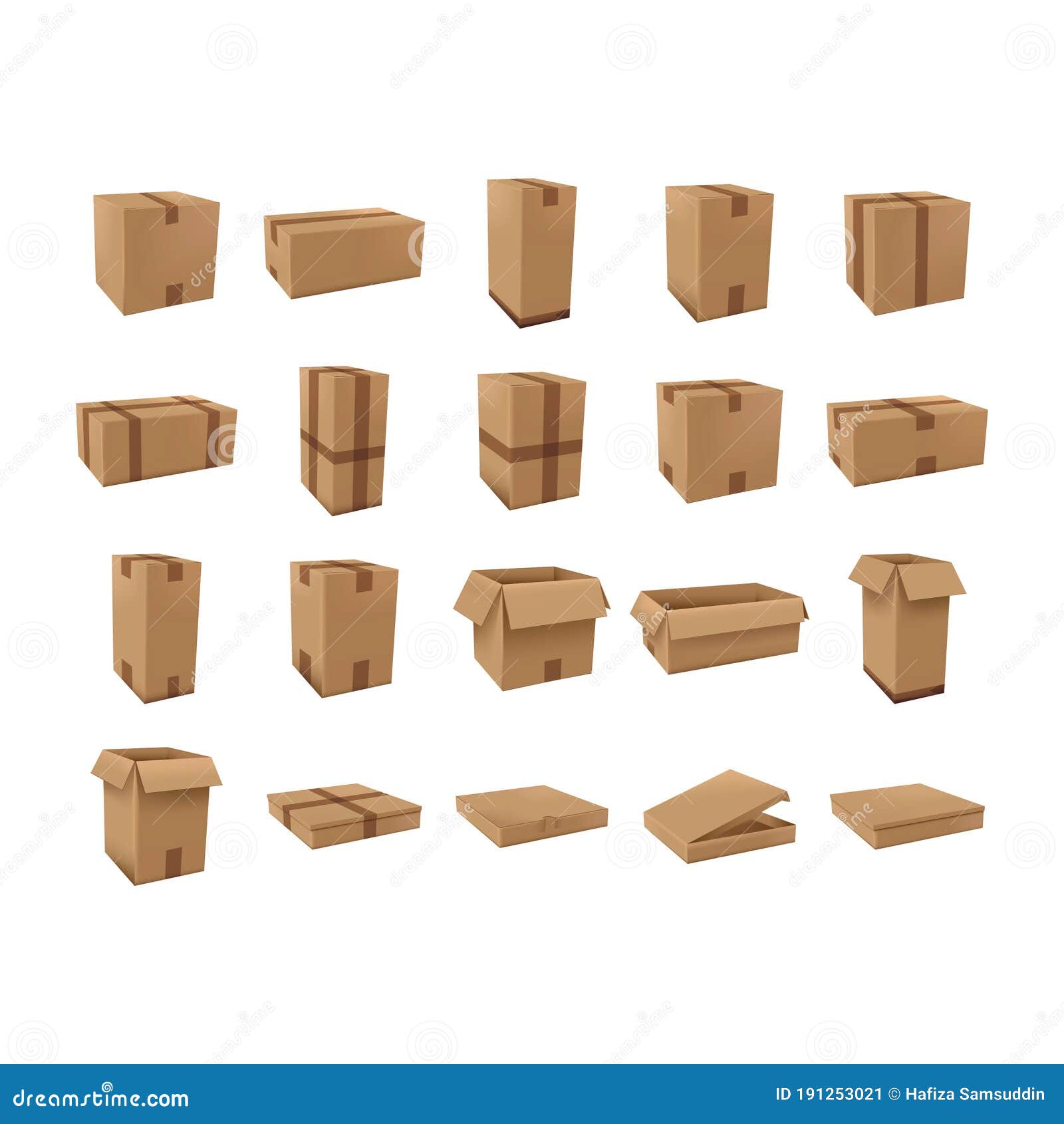 Cardboard Boxes Set Vector Illustration Decorative Design Stock Vector Illustration Of Logistic Designs
