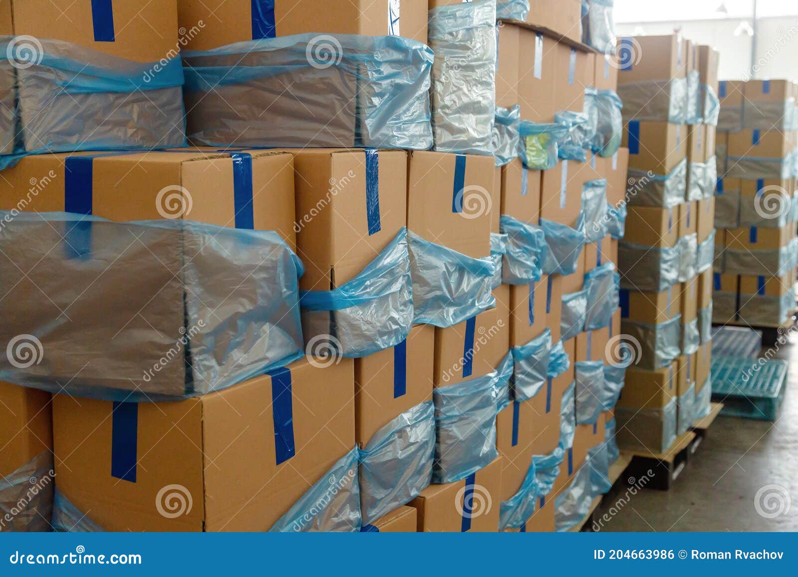 Cardboard Boxes in the Warehouse. Stock Photo Image of cardboard