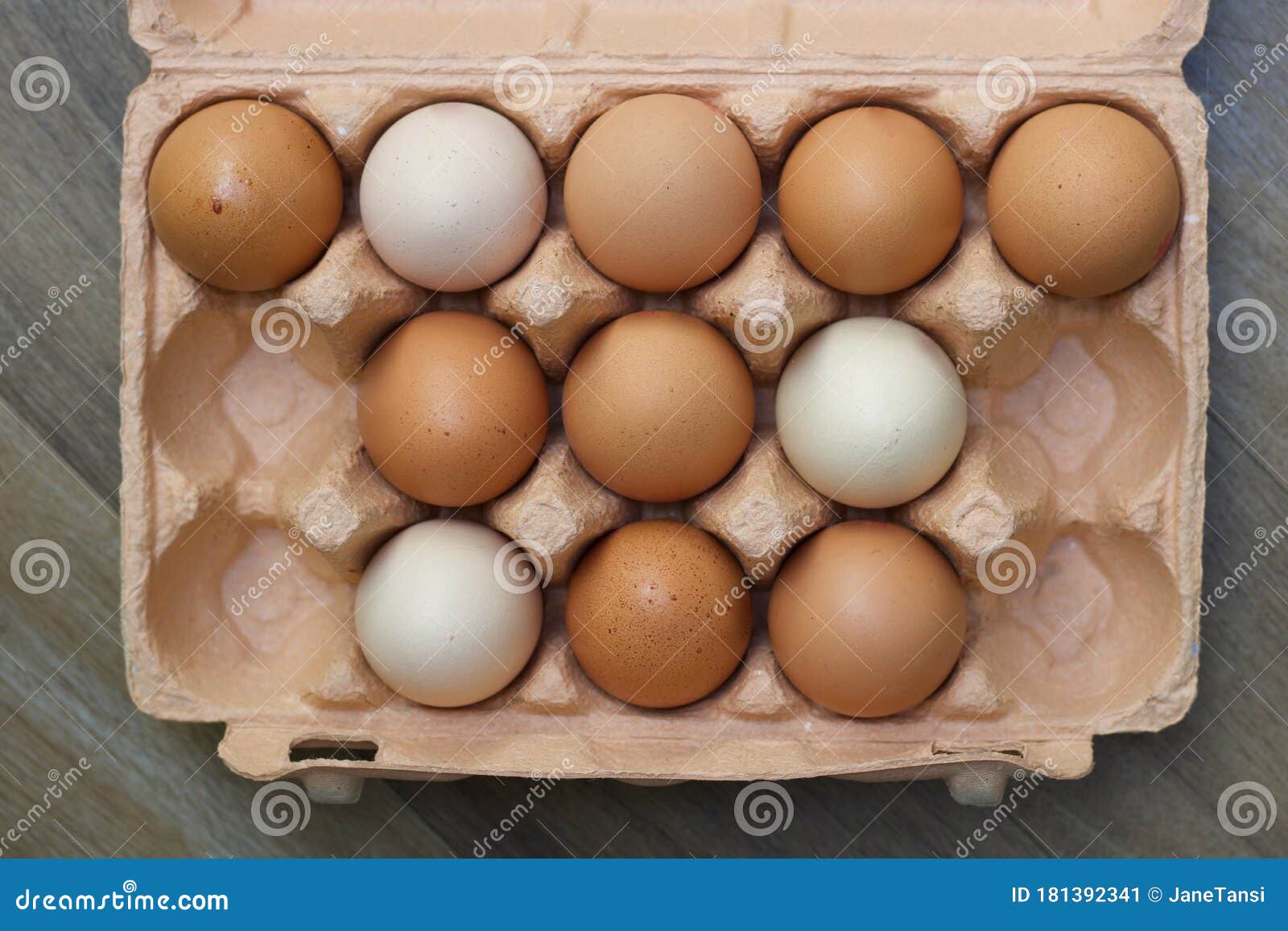 Cardboard Carton Containing Various Hens Eggs Stock Image Image of