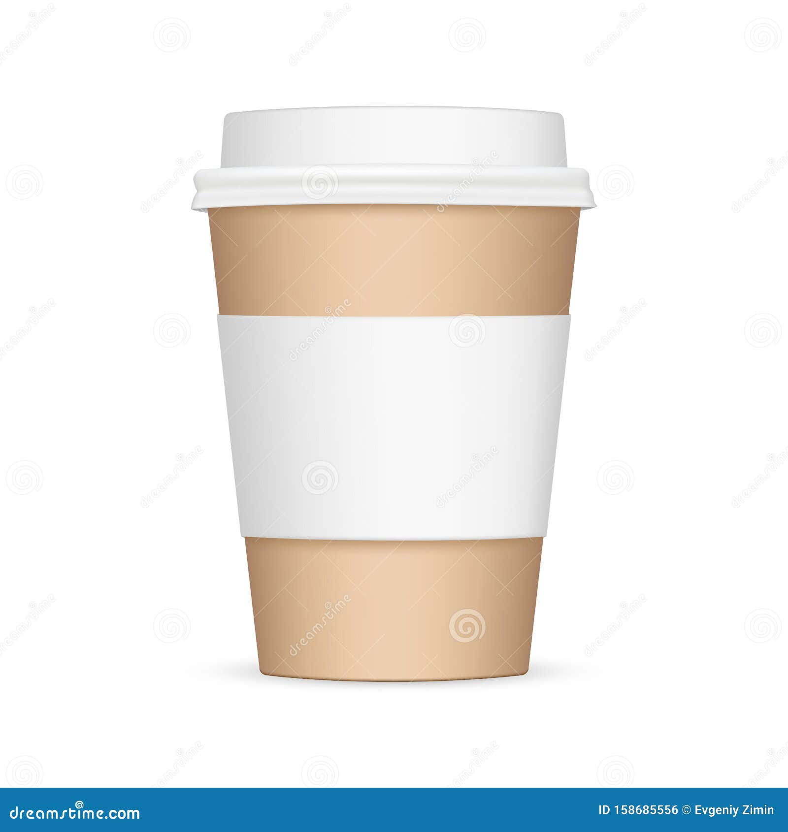 Cardboard Coffee Cup With Sleeve Mockup Stock Illustration - Illustration of paper, take: 158685556