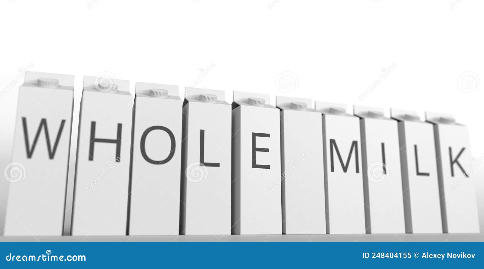 paper boxes with whole milk text. 3d rendering
