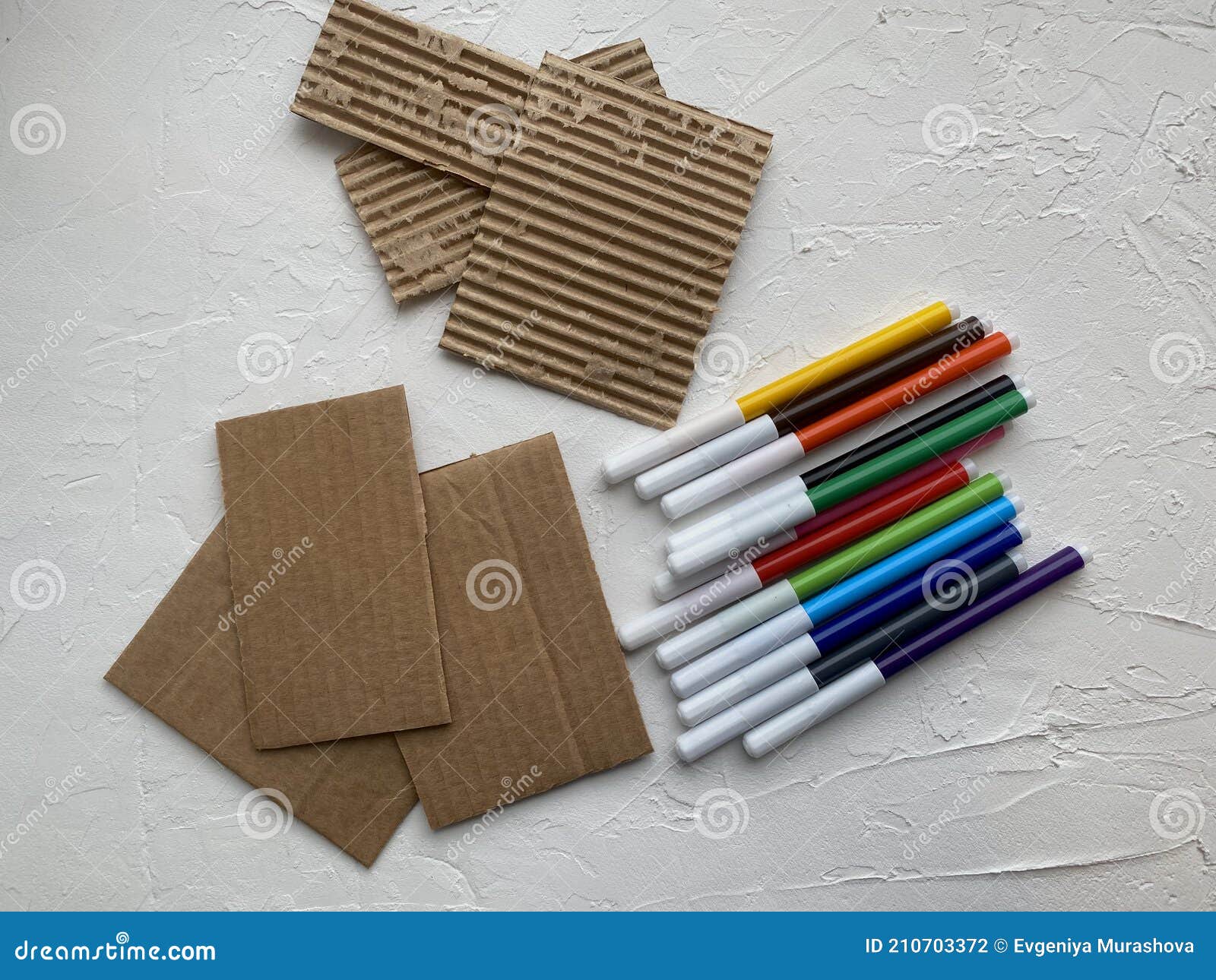 Cardboard and Corrugated Cardboard, for Children`s Craft, and Markers