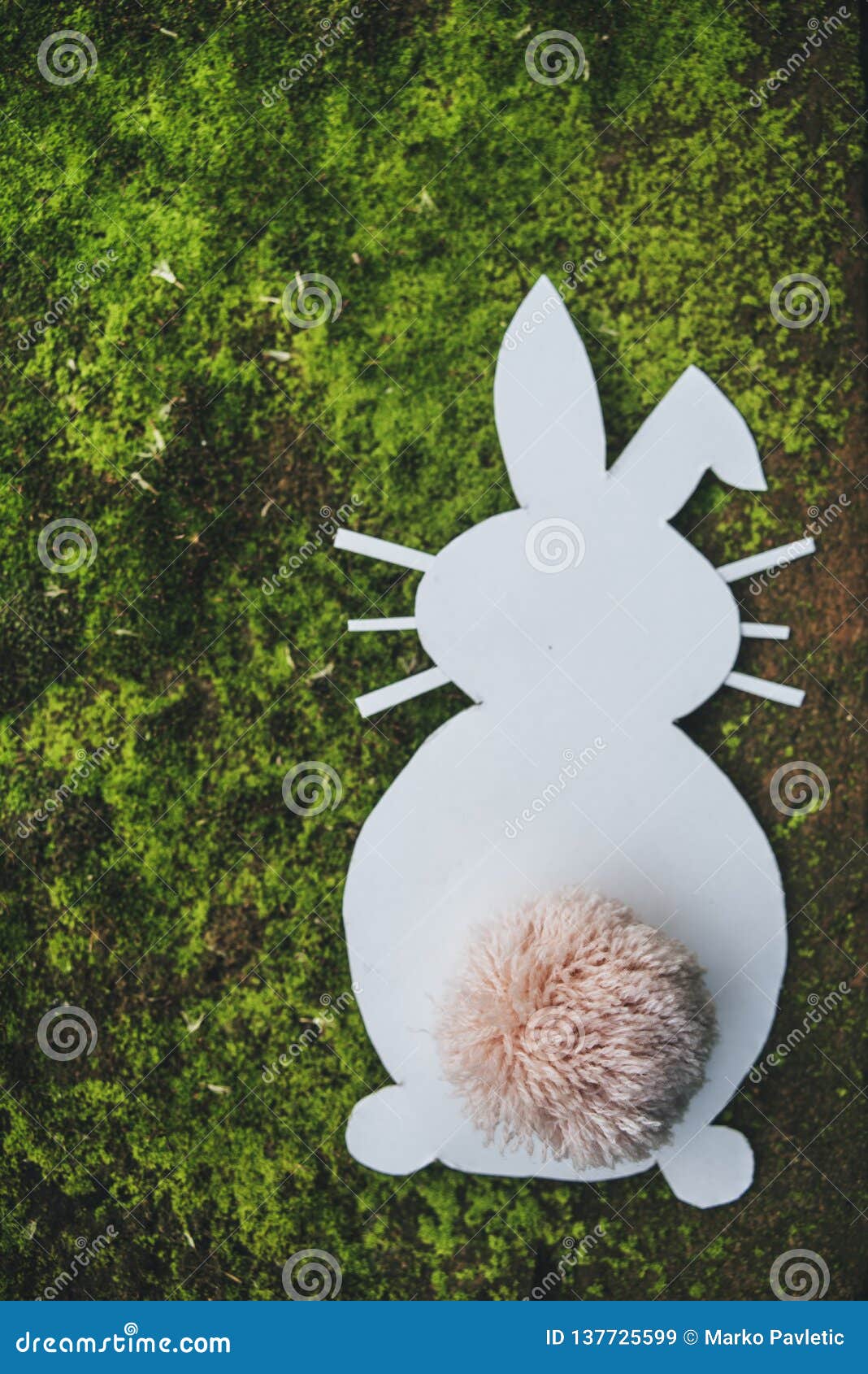 Cardboard Easter Bunny on Green Background Stock Image Image of