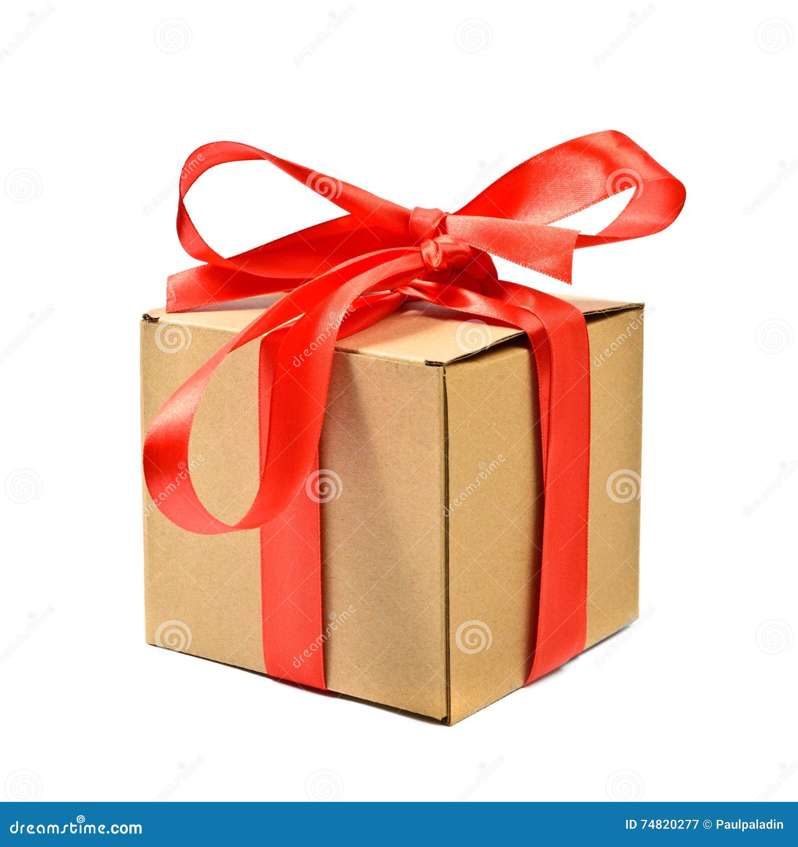 Cardboard Gift Box with Red Ribbon Bow Stock Image Image of ornate