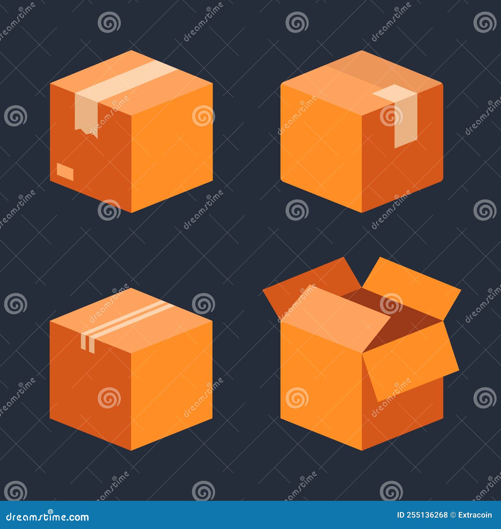 Cardboard Packaging for Delivery Icons, Box Vector Illustration Stock